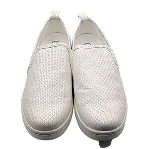 Calvin Klein Women’s Deva Slip-On Sneakers – White Snake Print Leather, Size 8M